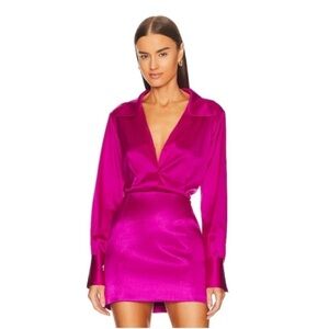 Frame Satin Fuchsia Mini Skirt size 6